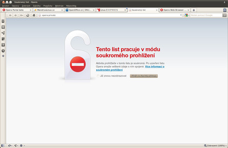 Před vstupem do módu soukromého prohlížení se vás Opera dotáže