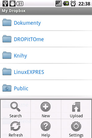 Dropbox klient pro mobilní systém Google Android