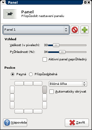 Dříve bylo na výběr pouze několik pozic panelu