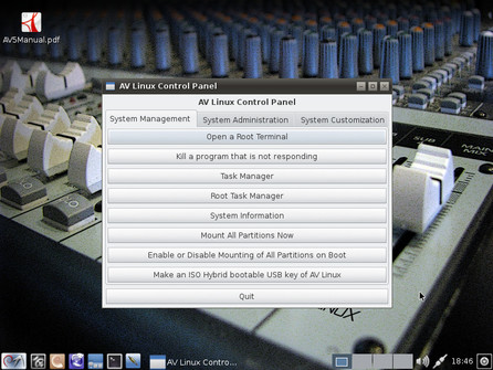 AV Linux Control Panel – System Management