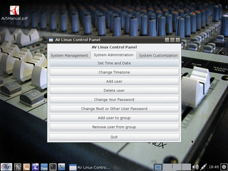 AV Linux Control Panel – System Administration