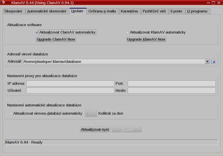 Aktualizace KlamAV a ClamAV