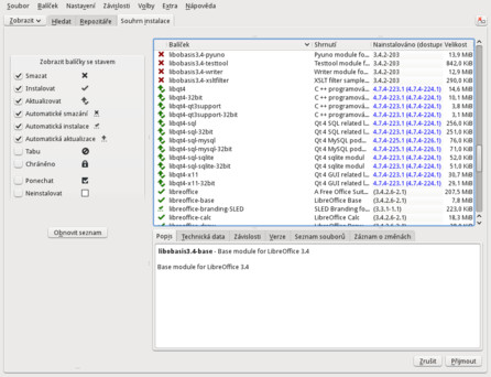 Správce programů – Souhrn instalace