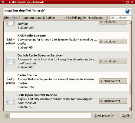 Amarok2 - instalace doplňků