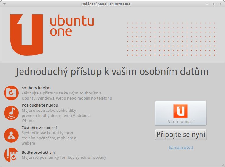 Ovládací panel Ubuntu One