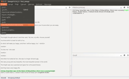Posledním krokem při práci s OmegaT je tvorba přeloženého dokumentu