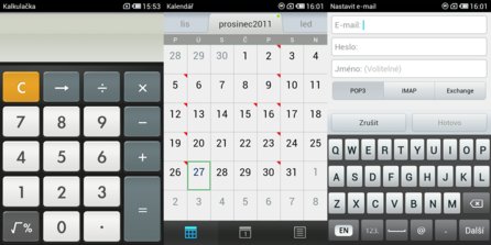 Kalkulačka. Kalendář. E-mailový klient