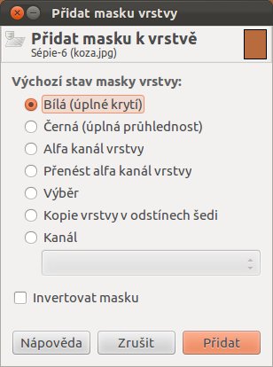 Dialogové okno přidání masky