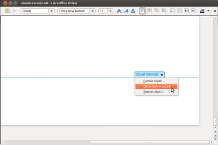 LibreOffice 3.5 – úprava zápatí