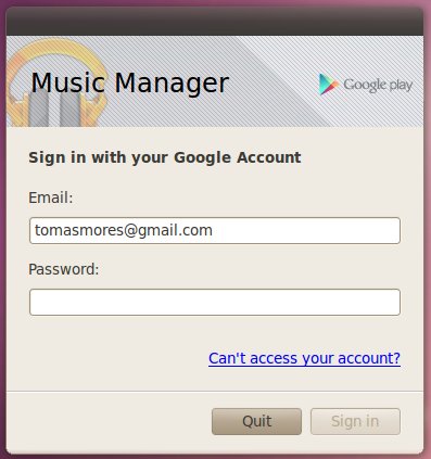Při každém startu Music Manageru se musíte přihlásit ke svému účtu na Googlu