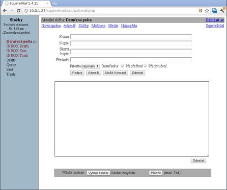 Psaní pošty ve Squirrelmailu