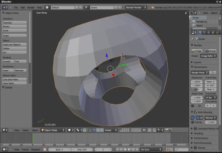 Typický WYSIWYG 3D modelovací nástroj Blender