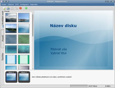 Program DVDStyler s předvolenou šablonou