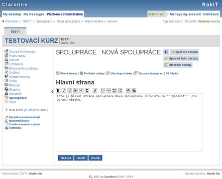 Spolupráce - úprava wiki stránky