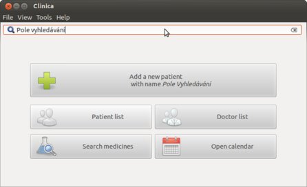 Hlavní okno programu Clinica