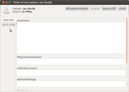 Zadávání údajů při návštěvě pacienta u lékaře