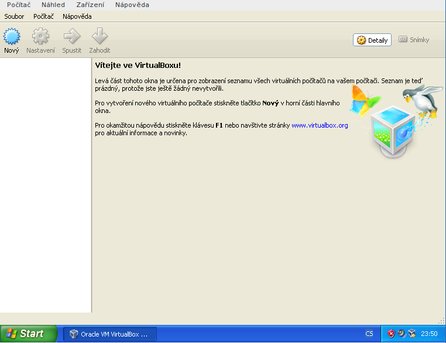 Hlavní okno VirtualBoxu
