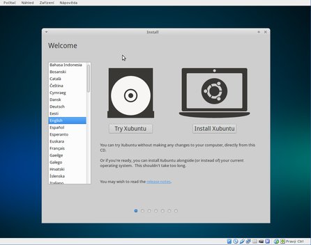 Instalační obrazovka Xubuntu