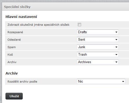 Nastavení speciálních složek
