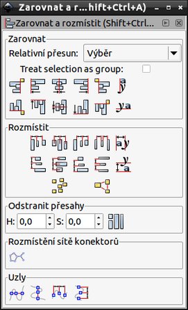 Dialogové okno Zarovnat a rozmístit