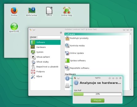 Nejednotný vzhled GUI konfiguračního nástroje YaST