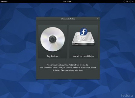 Takhle vypadá Fedora po spuštění 