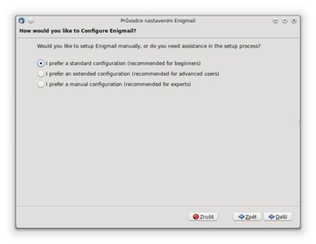 Průvodce nastavením Enigmail