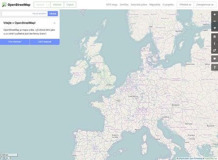 Úvodní mapa po prvním přístupu – jednoduché a přehledné rozhraní