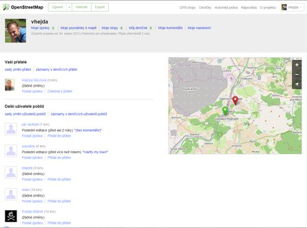 Vše co v projektu OSM uděláte, můžete sledovat na stránce svého profilu