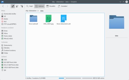 Přístup k NAS prostřednictvím SFTP (v souborovém správci Dolphin)
