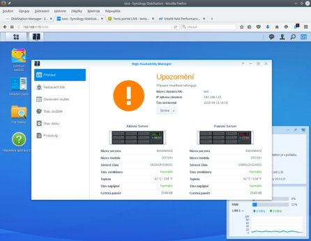 Stav při nefunkčním propojení NAS