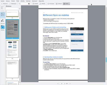 Dokument PDF zobrazený v programu Okular