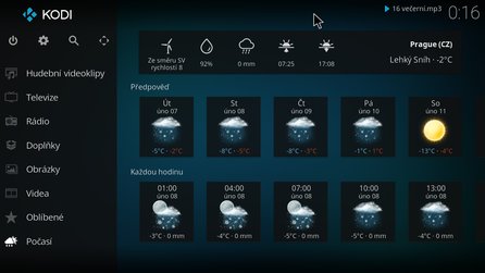 Zobrazení počasí v Kodi 17