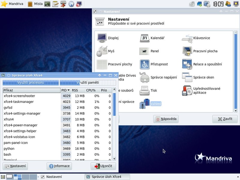 Nastavení Xfce