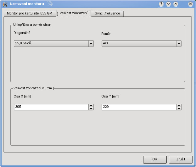 Velikost zobrazení na monitoru