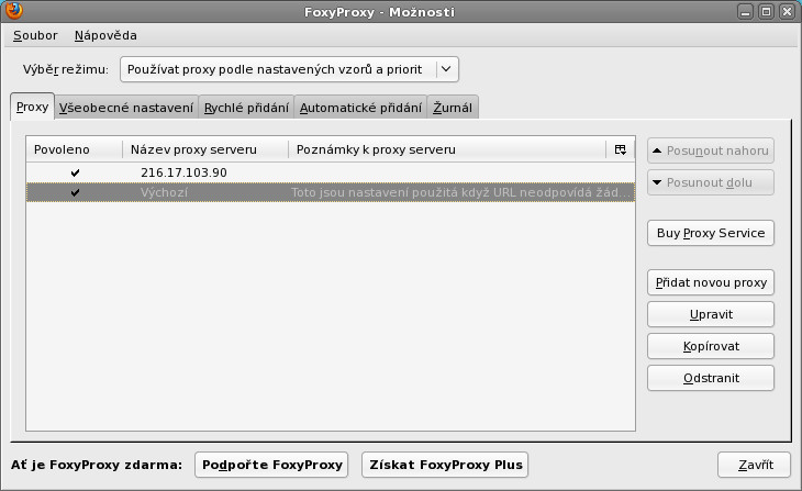 FoxyProxy: Zvolte si, na jakých stránkách budete proxy server využívat