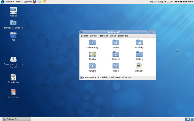 Takto vypadá základní prostředí GNOME chvilku po instalaci