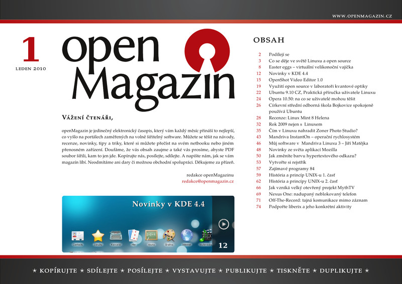 Titulní strana openMagazinu 1/2010