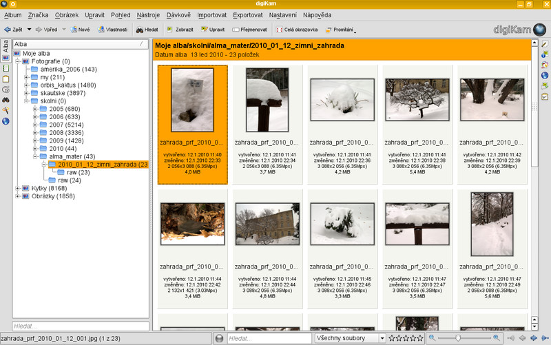Správce kolekcí obrázků digiKam