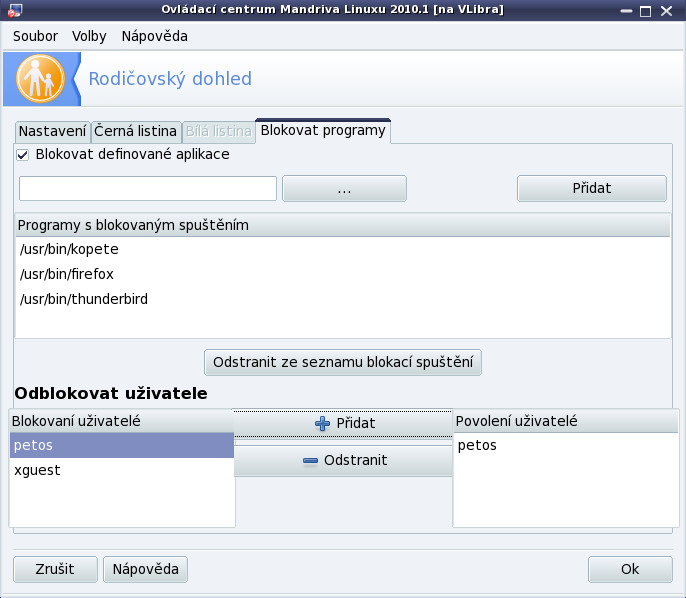 Definování programů, které nebudou moci být spuštěny