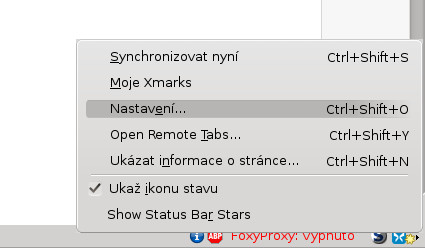 Ikona pro ovládání Xmarks v Mozille Firefox (k této nabídce se dostanete pravým tlačítkem myši, levým tlačítkem myši se dostanet
