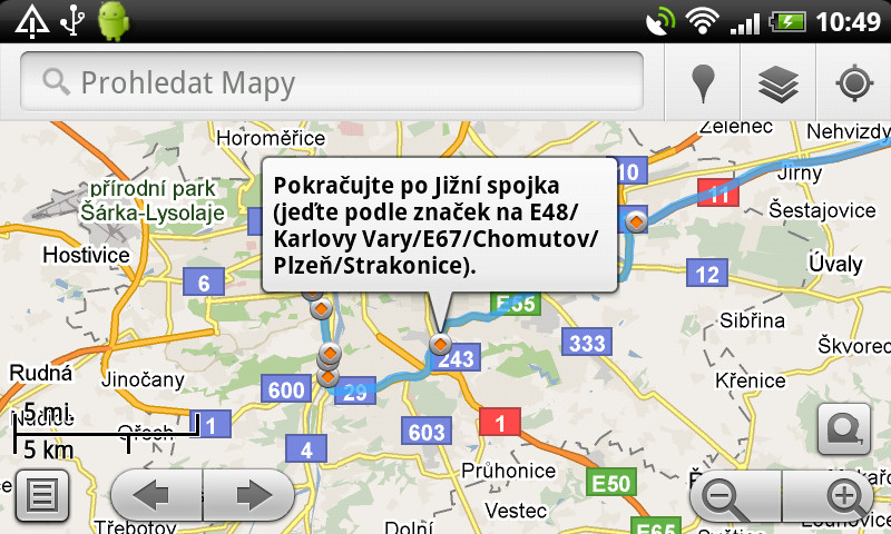 Google Maps může fungovat také jako navigace