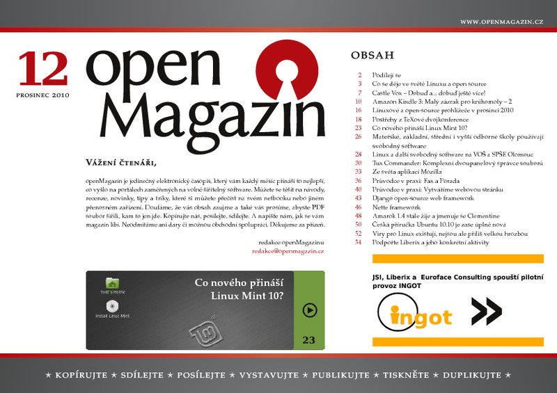 Titulní strana openMagazinu 12/2010