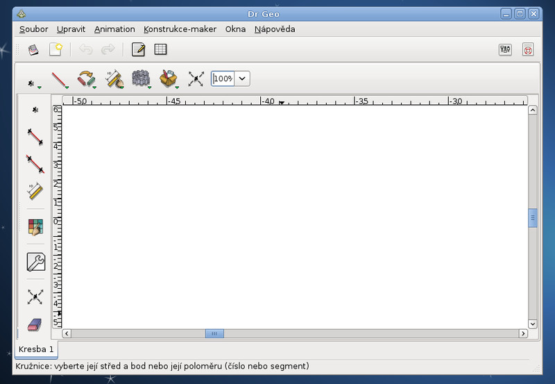 Aplikace DrGeo nainstalovaná z repozitáře Debianu Squeeze