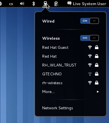 Srovnání nabídky Network Manageru v GNOME Shellu (zde) a Unity