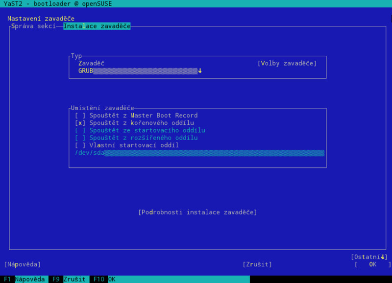 Zavaděč – Instalace zavaděče – textový režim