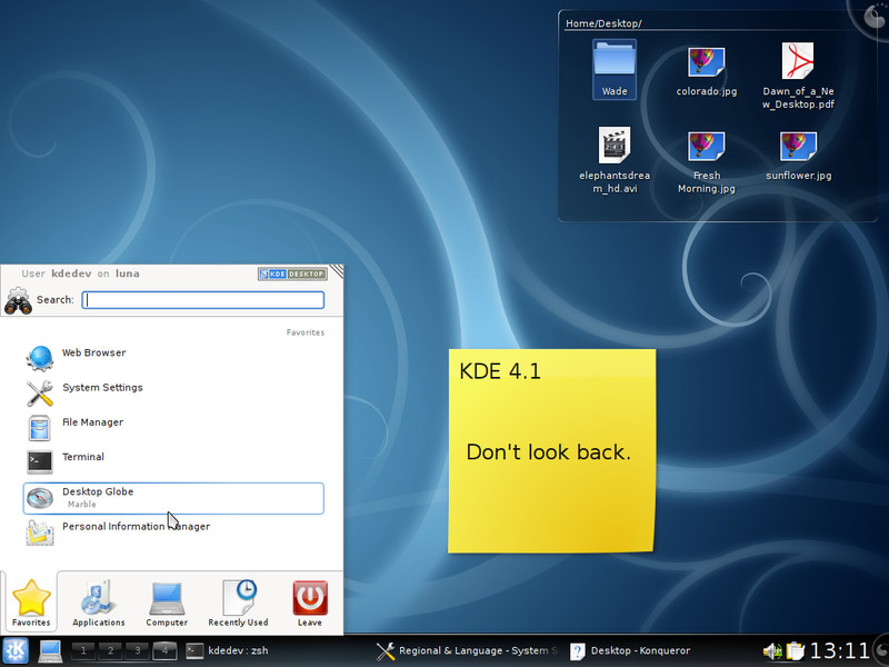 KDE 4.1 (KDE development team, Wikipedia)