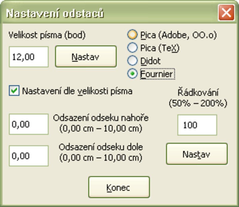 Možnosti nastavenia veľkosti písma, riadkovania a odsadenia odsekov