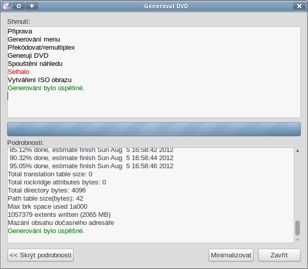 Generování DVD bylo v pořádku