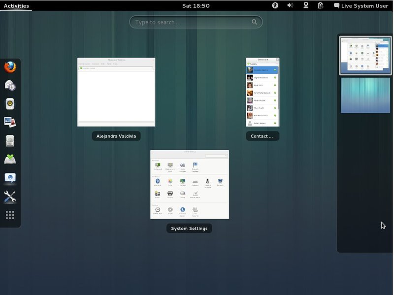 Fedora 18 – výchozí prostředí GNOME 3.6